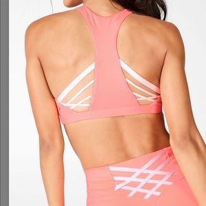 Fabletics pink strappy sports bra